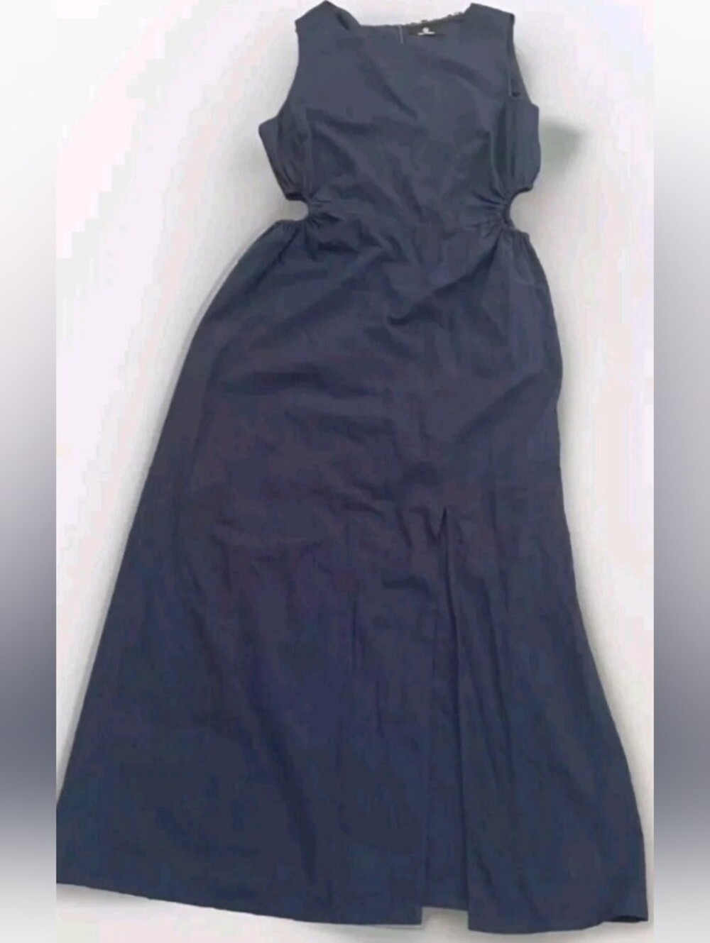 Lillusory Cotton Lined Sleeveless Navy Maxi Dress with Side Cinched Cut-outs M